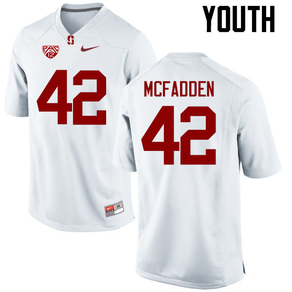 Youth Stanford Cardinal #42 Pat McFadden College Football Jerseys Sale-White